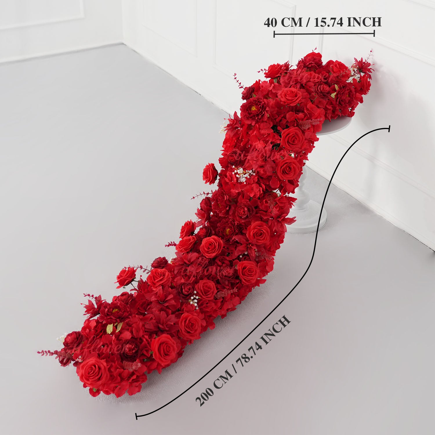 Uflower Artificial Red Rose Flower Row Wedding KT Backdrop Decor